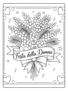 Disegni Festa della Donna da Colorare – Bouquet di mimose