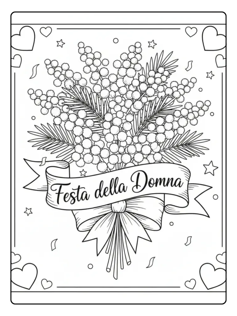 Disegni Festa della Donna da Colorare – Bouquet di mimose