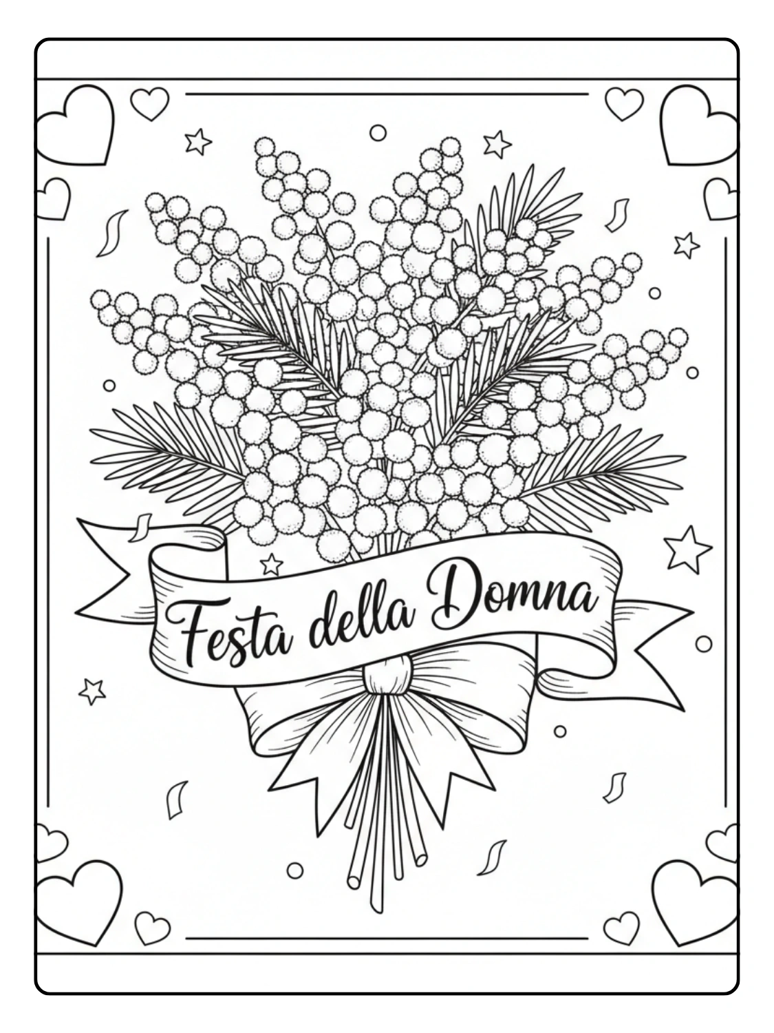 Disegni Festa della Donna da Colorare – Bouquet di mimose
