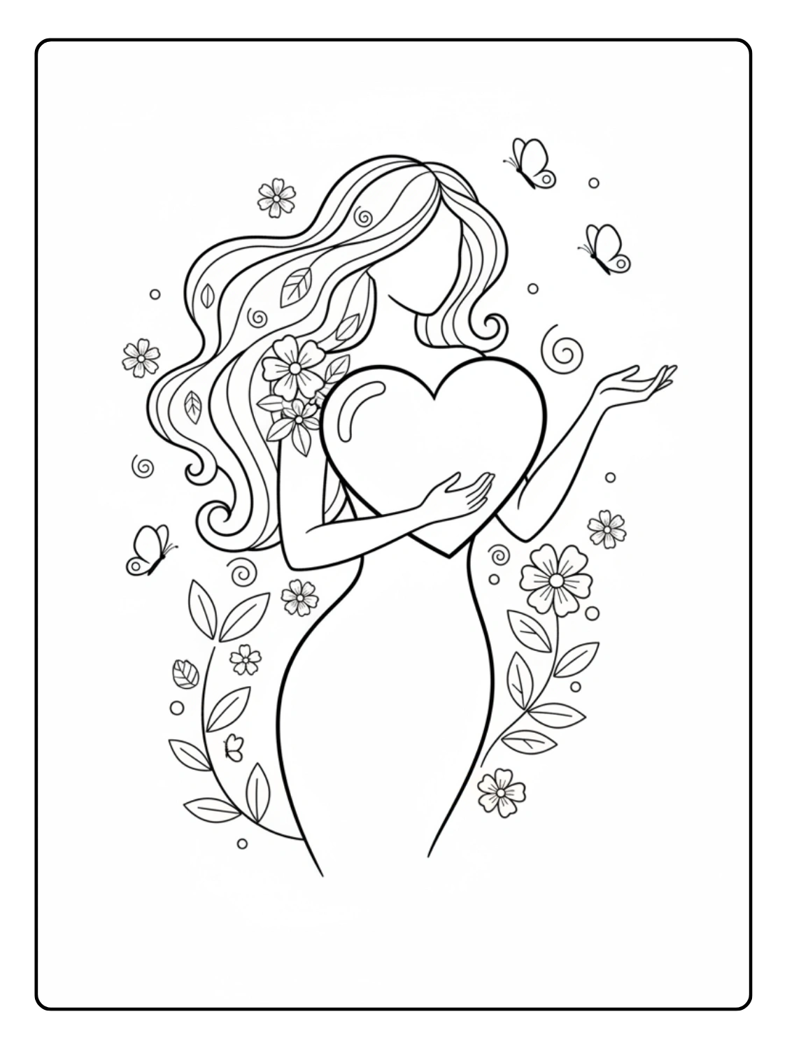 Disegni Festa della Donna da Colorare – Donna con cuore