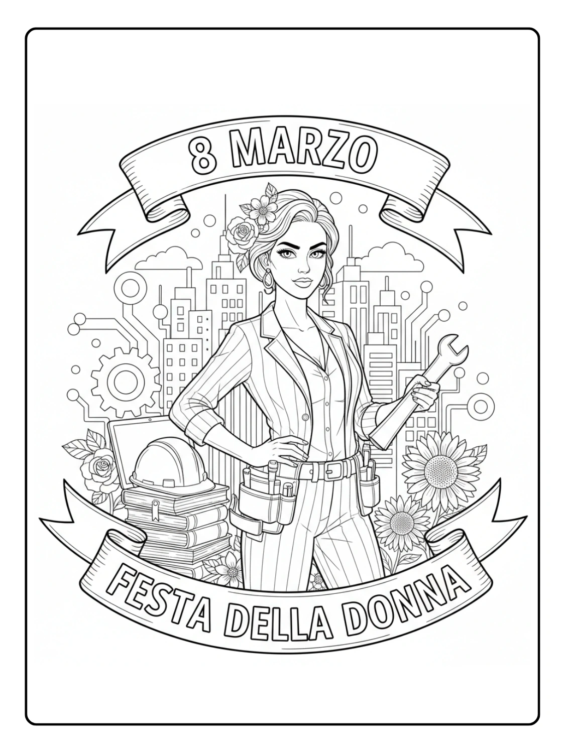 Disegni Festa della Donna da Colorare – Donna lavoratrice