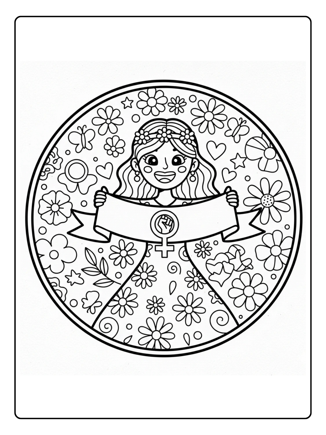 Disegni Festa della Donna da Colorare – Donna sorridente