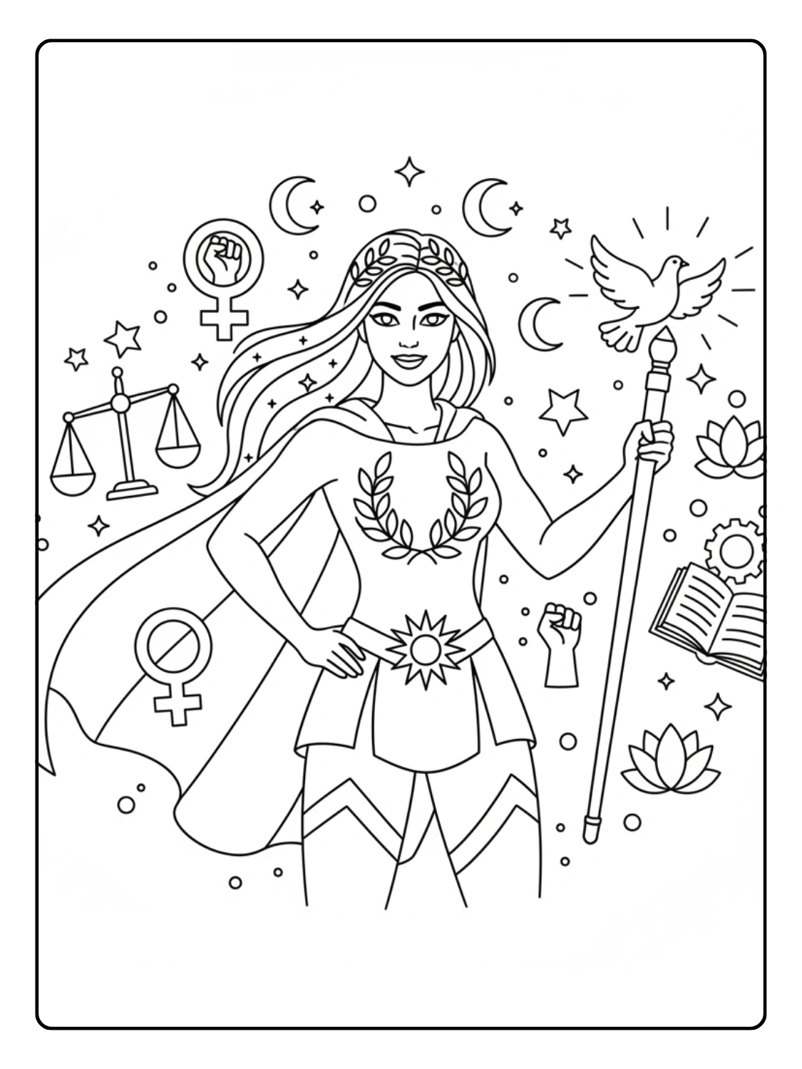 Disegni Festa della Donna da Colorare – Donna supereroina simbolica