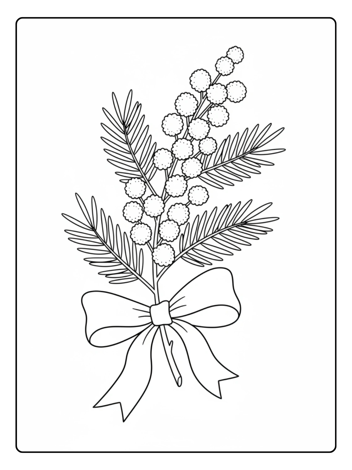 Disegni Festa della Donna da Colorare – Mimosa con fiocco