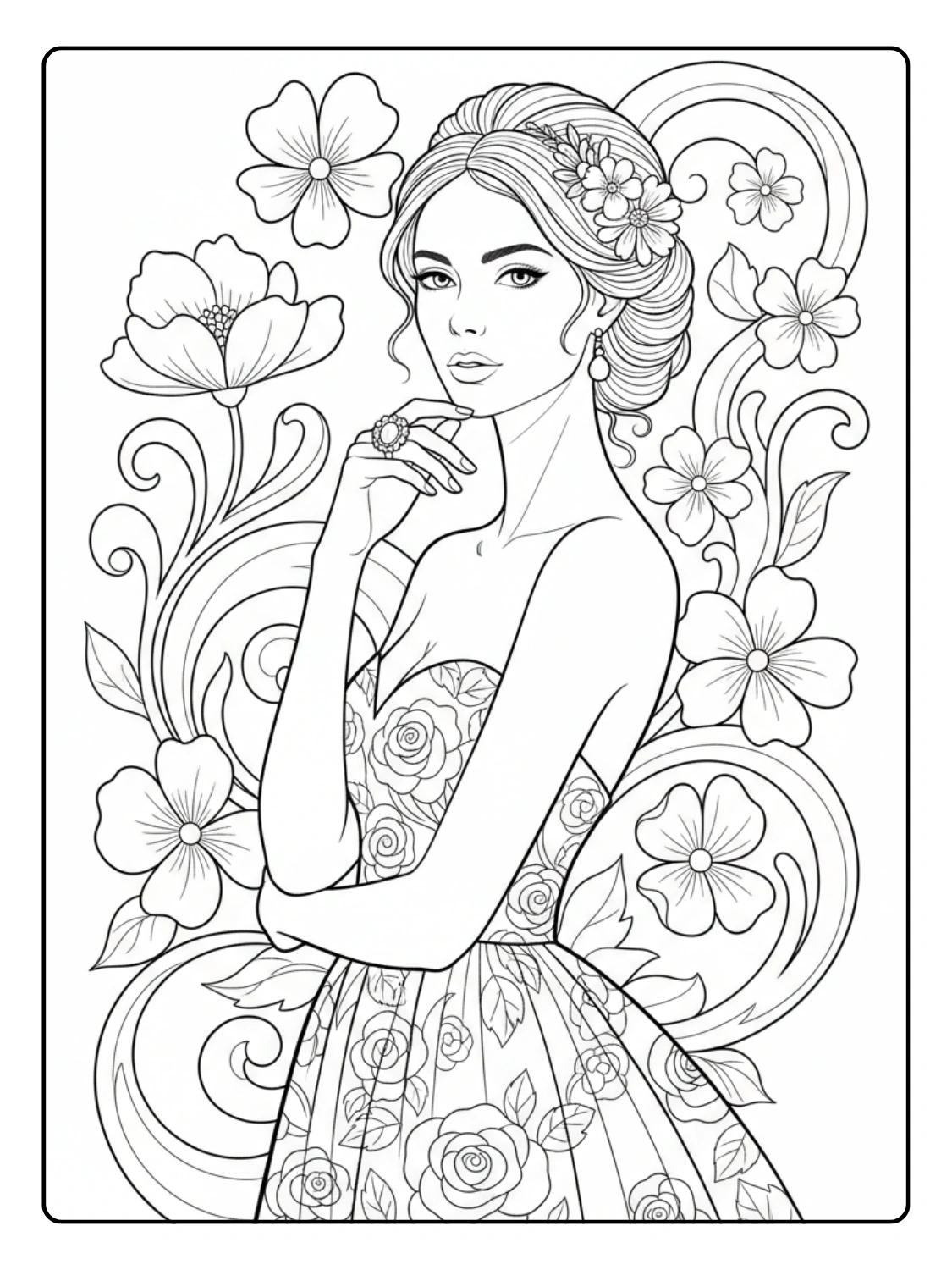 Disegni Festa della Donna da Colorare – Ritratto femminile elegante