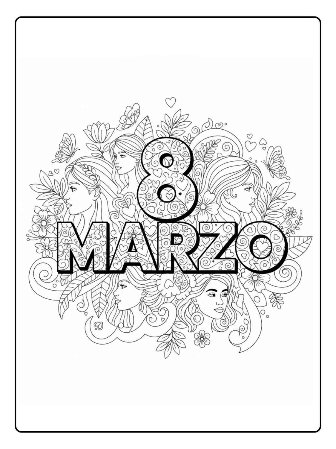 Disegni Festa della Donna da Colorare – Scritta 8 Marzo