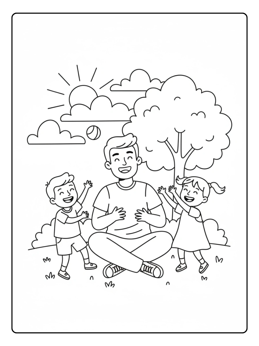 Festa del Papà da Colorare – Papà che gioca con i bambini