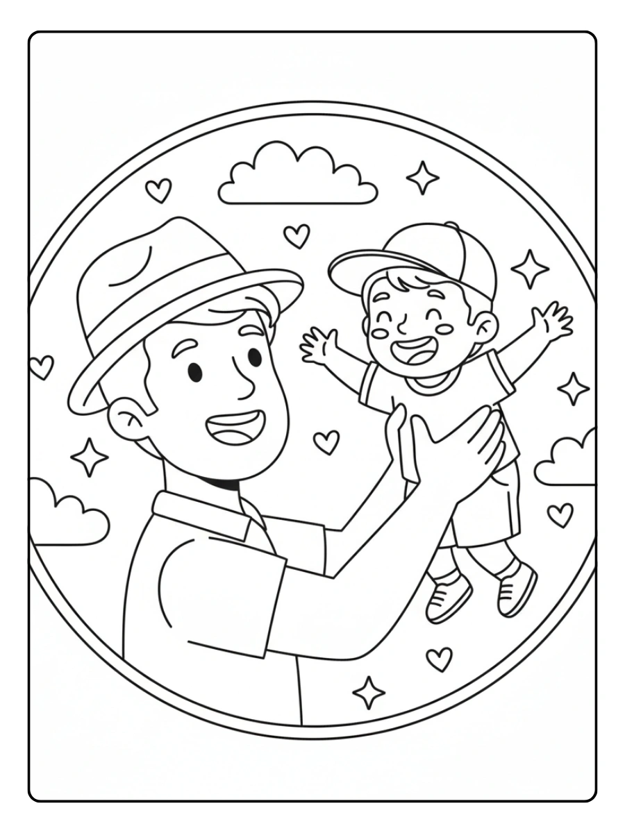 Festa del Papà da Colorare – Papà con cappello