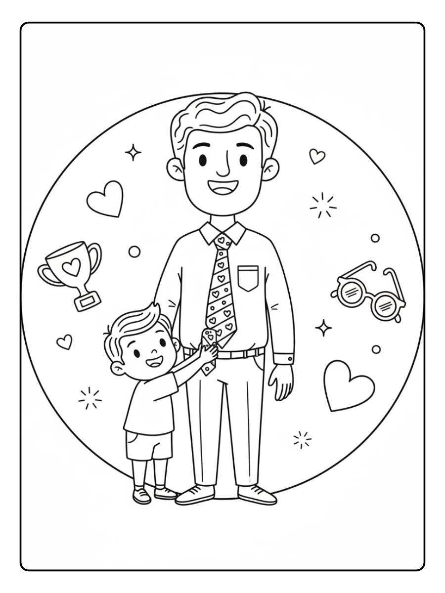 Festa del Papà da Colorare – Papà con cravatta