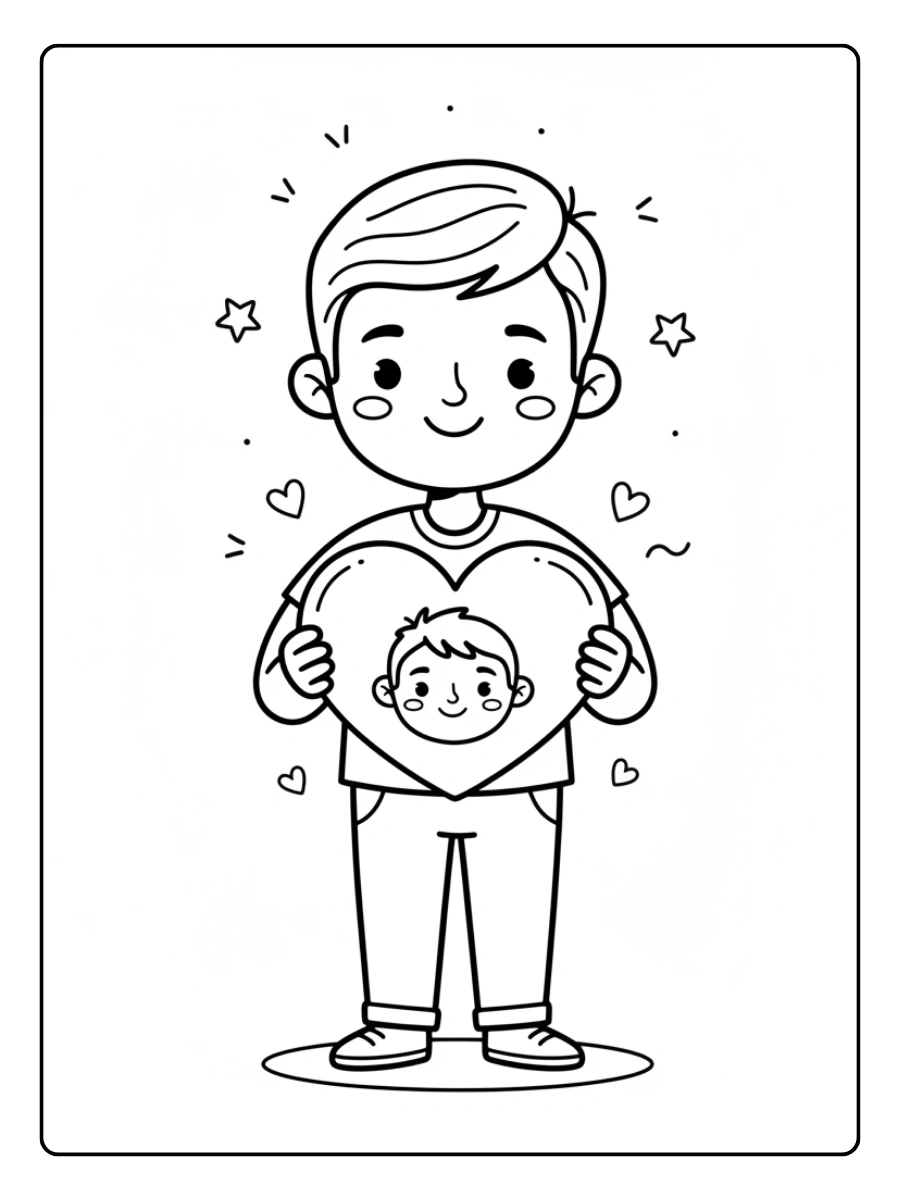 Festa del Papà da Colorare – Papà con cuore