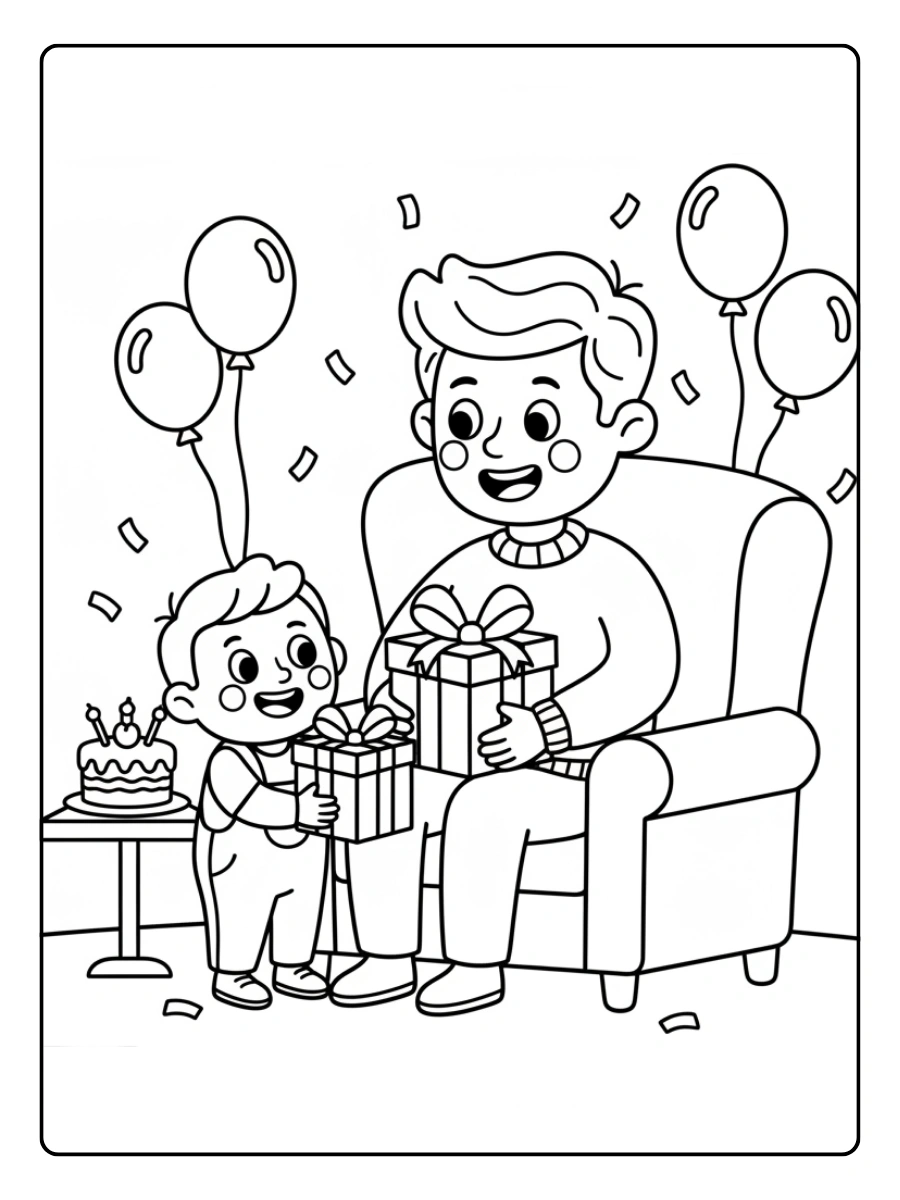 Festa del Papà da Colorare – Papà con regalo