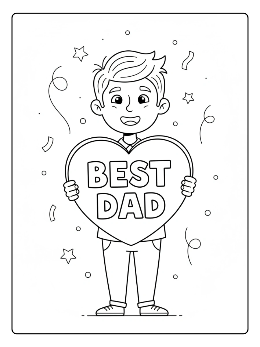 Festa del Papà da Colorare – Papà con scritta Best Dad