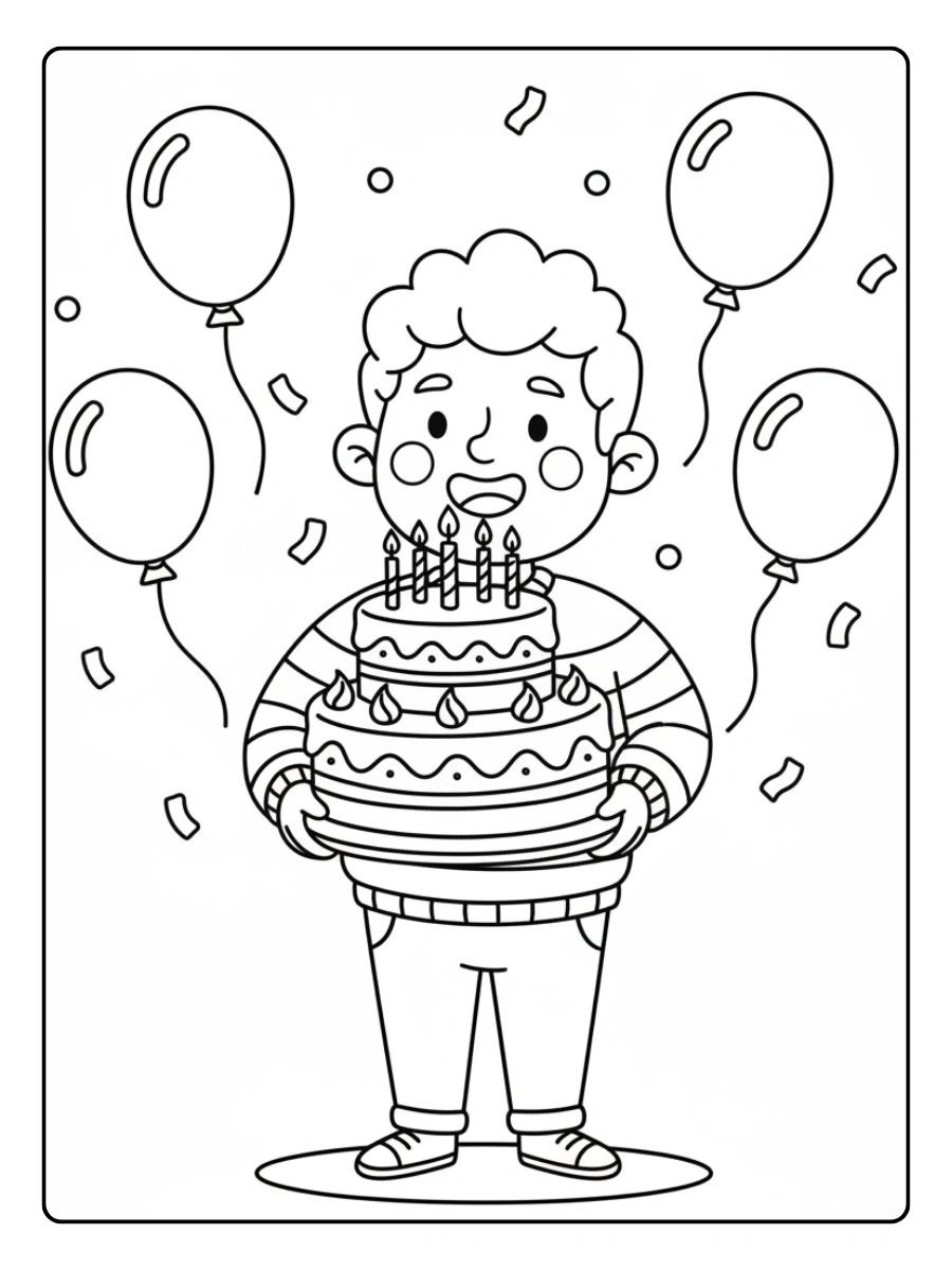 Festa del Papà da Colorare – Papà con torta