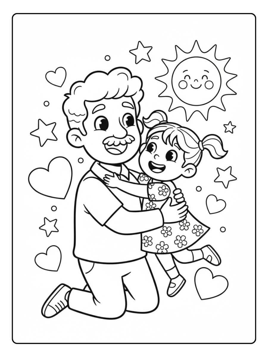 Festa del Papà da Colorare – Papà e figlia felici