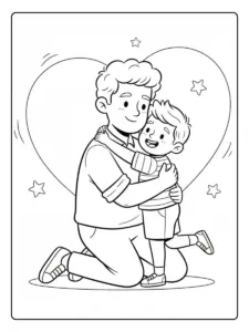 Festa del Papà da Colorare – Papà e figlio che si abbracciano