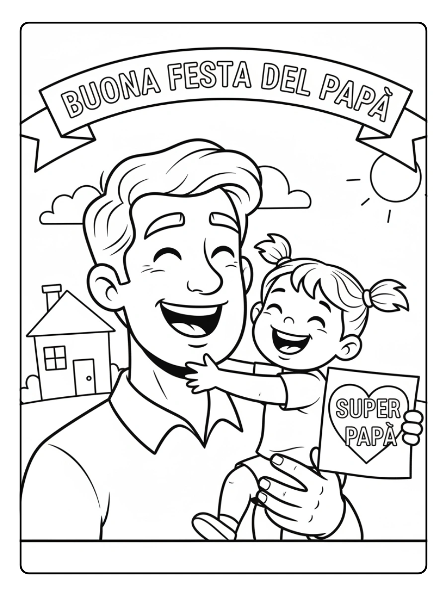 Festa del Papà da Colorare – Papà sorridente