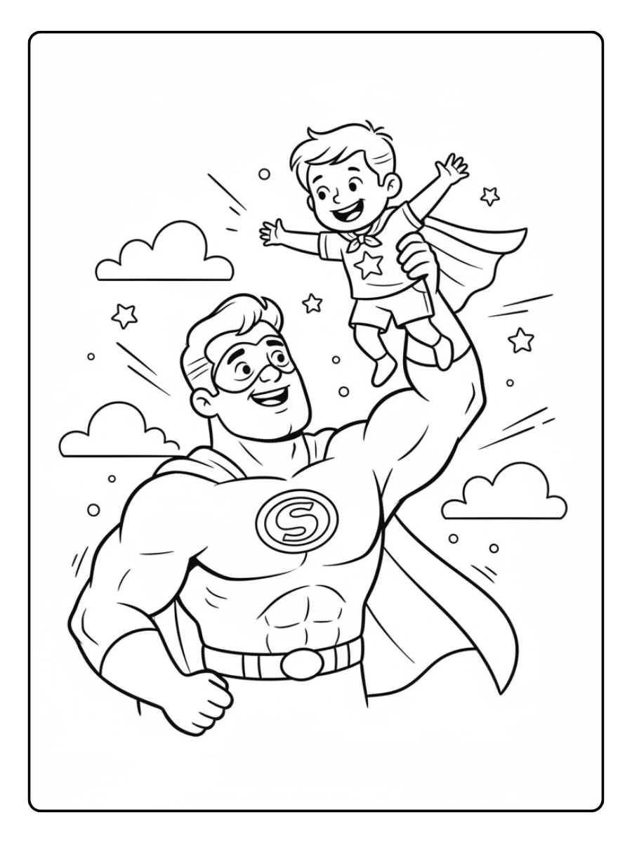 Festa del Papà da Colorare – Papà supereroe