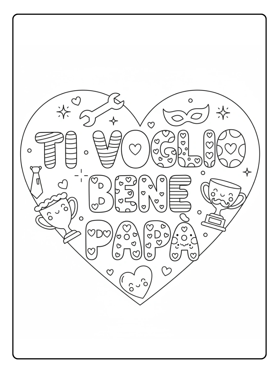Festa del Papà da Colorare – Scritta Ti voglio bene Papà
