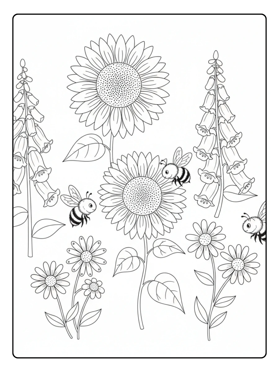 Fiori da Colorare – Fiori con api