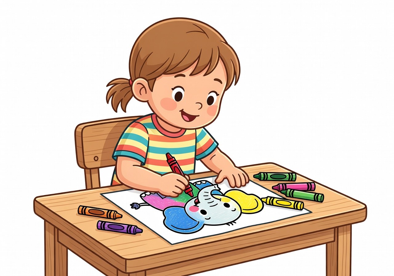 Disegno da colorare completato con colori vivaci